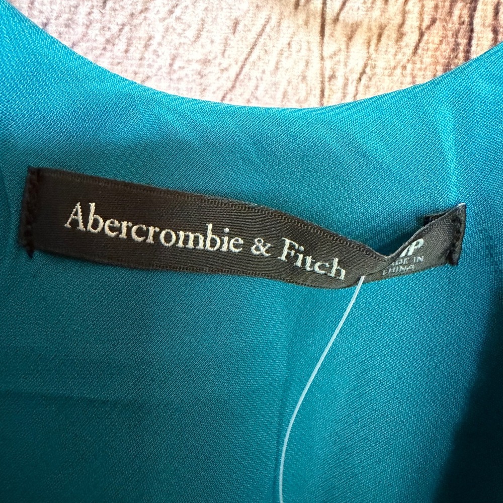 Abercrombie & Fitch Satin Slip Dress Teal Bias Cut Women Medium Petite NWT - Picture 7 of 8